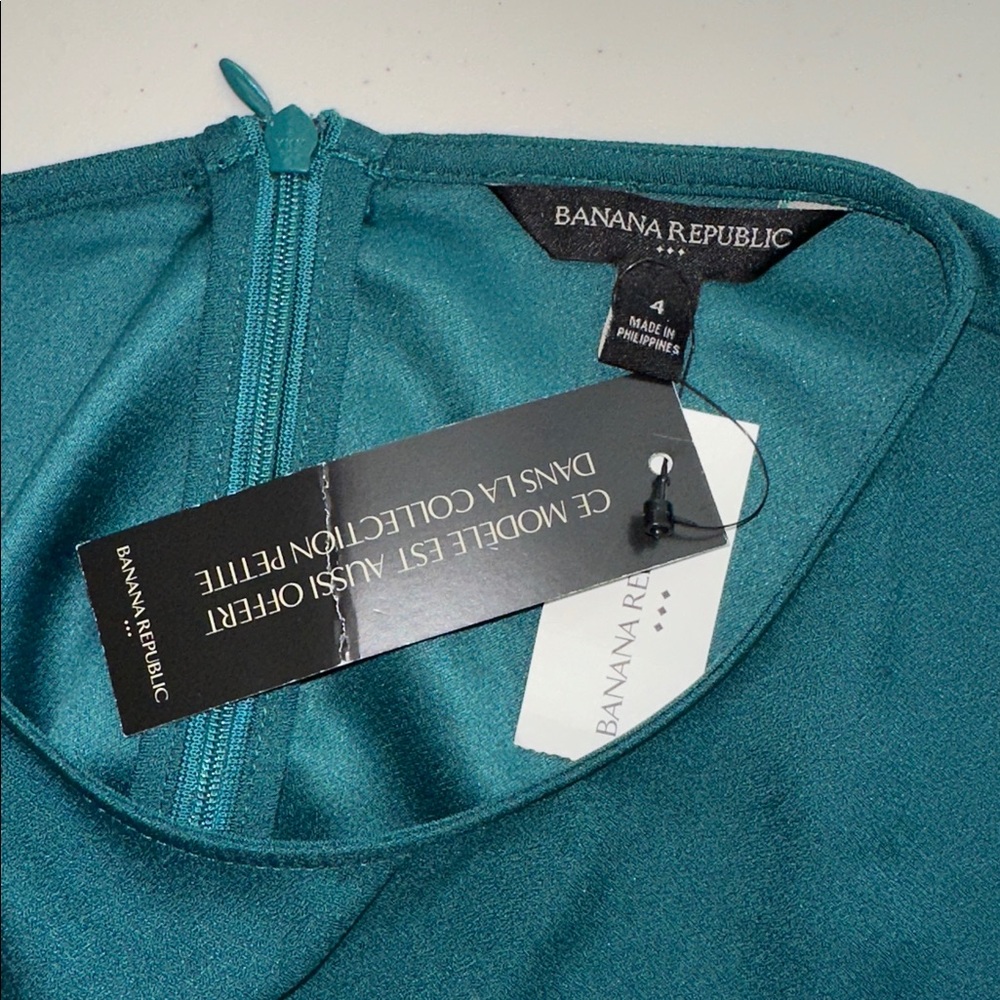 Banana Republic Teal Long Sleeve Dress Size 4P - Picture 14 of 15